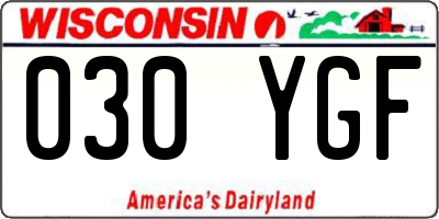 WI license plate 030YGF