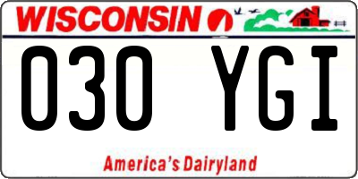 WI license plate 030YGI