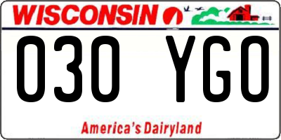WI license plate 030YGO