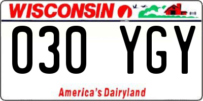 WI license plate 030YGY