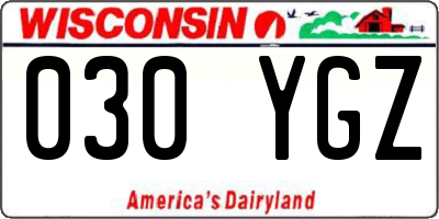 WI license plate 030YGZ