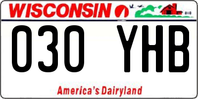 WI license plate 030YHB