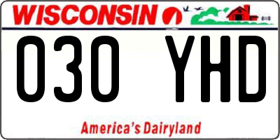 WI license plate 030YHD