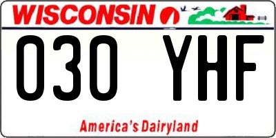 WI license plate 030YHF