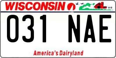 WI license plate 031NAE