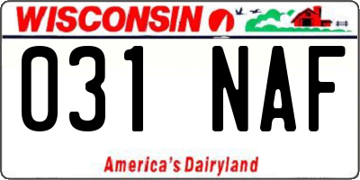 WI license plate 031NAF