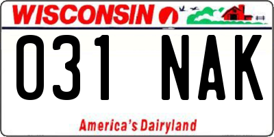 WI license plate 031NAK