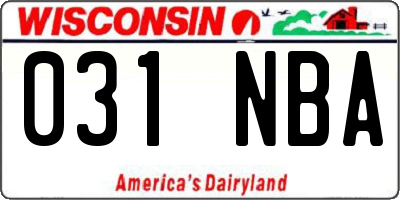 WI license plate 031NBA