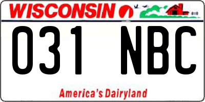WI license plate 031NBC