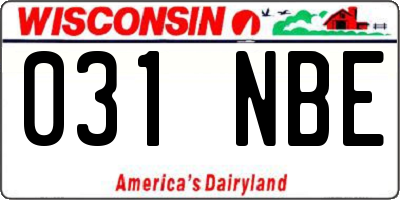 WI license plate 031NBE