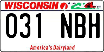 WI license plate 031NBH