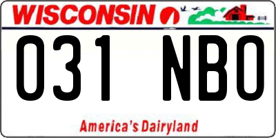 WI license plate 031NBO