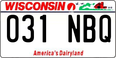 WI license plate 031NBQ