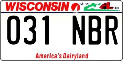 WI license plate 031NBR