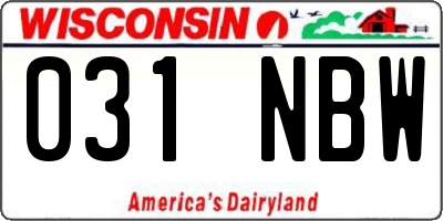 WI license plate 031NBW