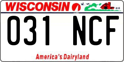 WI license plate 031NCF
