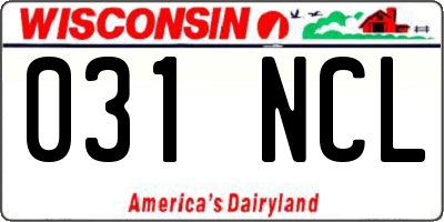 WI license plate 031NCL