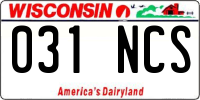 WI license plate 031NCS