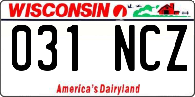 WI license plate 031NCZ