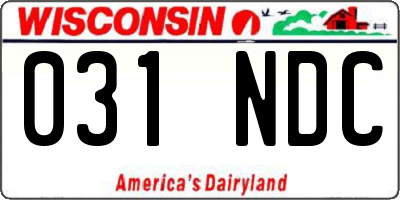 WI license plate 031NDC