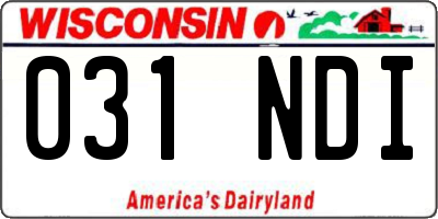 WI license plate 031NDI