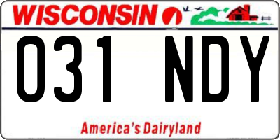 WI license plate 031NDY