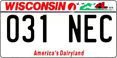WI license plate 031NEC