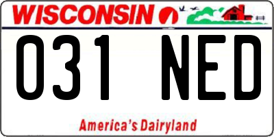 WI license plate 031NED