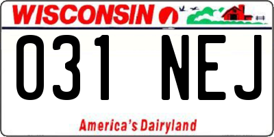 WI license plate 031NEJ