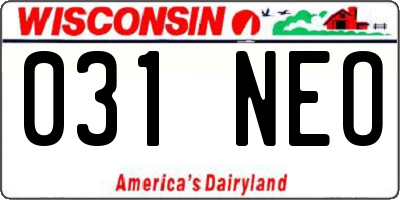 WI license plate 031NEO