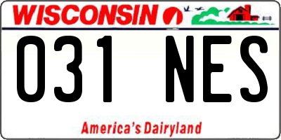 WI license plate 031NES