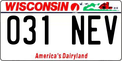 WI license plate 031NEV