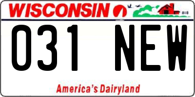 WI license plate 031NEW