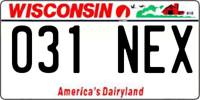 WI license plate 031NEX