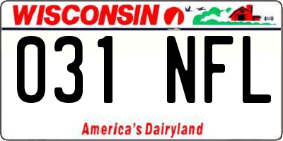 WI license plate 031NFL