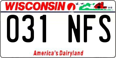 WI license plate 031NFS