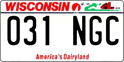 WI license plate 031NGC