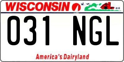 WI license plate 031NGL