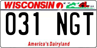 WI license plate 031NGT