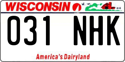 WI license plate 031NHK