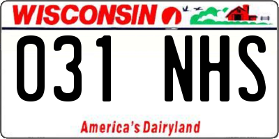 WI license plate 031NHS