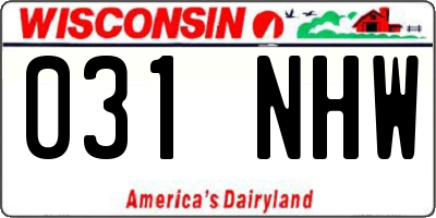 WI license plate 031NHW