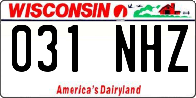 WI license plate 031NHZ