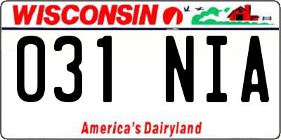 WI license plate 031NIA