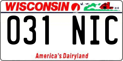 WI license plate 031NIC