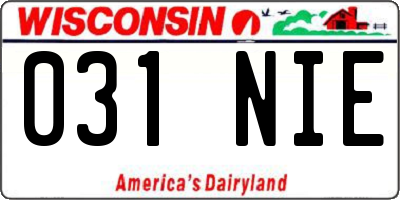 WI license plate 031NIE