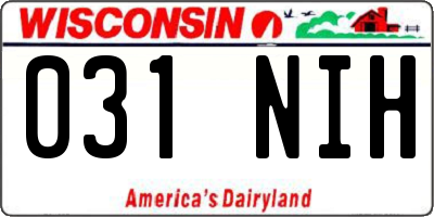 WI license plate 031NIH