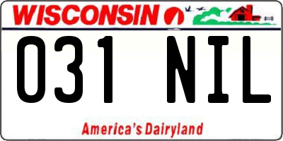 WI license plate 031NIL