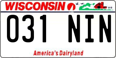 WI license plate 031NIN