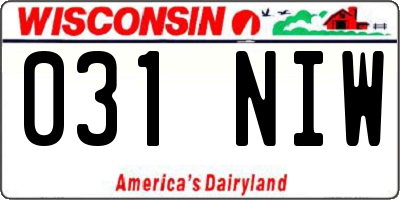 WI license plate 031NIW